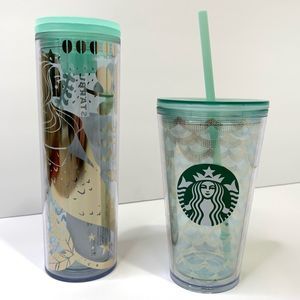 Starbucks Sea Foam Mermaid Siren Cold Cup and Cold Cup Tumbler